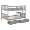 Full Over Full Bunk Bed With Drawers And Ladder For Bedroom - Gray