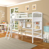 Twin Size Loft Bed With Storage Shelves, Desk And Ladder - White