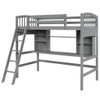 Twin Size Loft Bed With Storage Shelves, Desk And Ladder - Gray