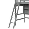 Twin Size Loft Bed With Storage Shelves, Desk And Ladder - Gray