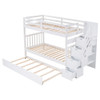 Twin Over Twin / Full Bunk Bed With Twin Size Trundle - White