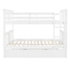 Full Over Full Bunk Bed With Twin Size Trundle And Ladder - White