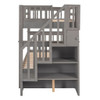 Twin Over Twin Stairway Bunk Bed With Twin Size Trundle For Bedroom - Gray