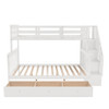 Twin Over Full Stairway Bunk Bed With Drawer, Storage And Guard Rail For Bedroom - White