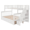 Twin Over Full Stairway Bunk Bed With Drawer, Storage And Guard Rail For Bedroom - White