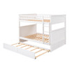 Full Over Full Bunk Bed With Twin Size Trundle, Guardrails - White