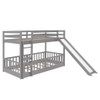 Twin Over Twin Classic Bunk Bed & Slide And Ladder - Gray