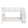 Full Over Full Stairway Bunk Bed With Storage And Guard Rail For Bedroom - White