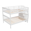 Full Over Full Stairway Bunk Bed With Storage And Guard Rail For Bedroom - White