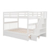 Full Over Full Stairway Bunk Bed With Twin Size Trundle, Storage And Guard Rail For Bedroom - White