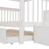 Full Over Full Stairway Bunk Bed With Twin Size Trundle, Storage And Guard Rail For Bedroom - White