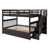 Full Over Full Stairway Bunk Bed With Twin Size Trundle, Storage And Guard Rail For Bedroom - Espresso