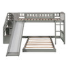 Twin Over Twin Stairway Bunk Bed With Two Drawers And Slide - Gray