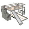 Twin Over Twin Stairway Bunk Bed With Two Drawers And Slide - Gray