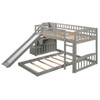 Twin Over Twin Stairway Bunk Bed With Two Drawers And Slide - Gray