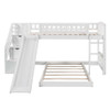 Twin Over Twin Stairway Bunk Bed With Two Drawers And Slide - White