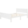 Queen Size Platform Bed With Headboard And Slat Support - White