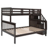 Stairway Twin Over Full Bunk Bed With Storage And Guard Rail For Bedroom - Espresso