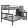 Twin Over Full Bunk Bed Stairway With Storage And Guard Rail For Bedroom - Gray