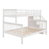 Twin Over Full Bunk Bed Stairway With Storage And Guard Rail For Bedroom - White