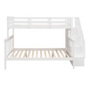 Twin Over Full Bunk Bed Stairway With Storage And Guard Rail For Bedroom - White