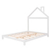 Full Size Platform Bed With House Shaped Headboard - White
