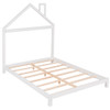 Full Size Platform Bed With House Shaped Headboard - White