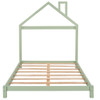Full Size Platform Bed With House Shaped Headboard - Green