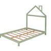Full Size Platform Bed With House Shaped Headboard - Green