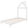 Twin Size Platform Bed With House Shaped Headboard - White