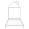 Twin Size Platform Bed With House Shaped Headboard - White