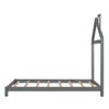 Twin Size Platform Bed With House Shaped Headboard - Gray