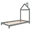 Twin Size Platform Bed With House Shaped Headboard - Gray
