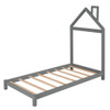 Twin Size Platform Bed With House Shaped Headboard - Gray