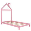 Twin Size Platform Bed With House Shaped Headboard - Pink