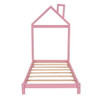 Twin Size Platform Bed With House Shaped Headboard - Pink