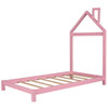 Twin Size Platform Bed With House Shaped Headboard - Pink