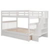 Full Over Full Stairway Bunk Bed With Drawer, Storage And Guard Rail For Bedroom - White