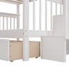 Full Over Full Stairway Bunk Bed With Drawer, Storage And Guard Rail For Bedroom - White