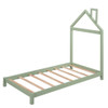 Twin Size Platform Bed With House Shaped Headboard - Green