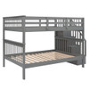 Full Over Full Stairway Bunk Bed With Storage And Guard Rail For Bedroom - Gray
