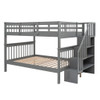 Full Over Full Stairway Bunk Bed With Storage And Guard Rail For Bedroom - Gray