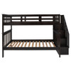 Full Over Full Stairway Bunk Bed With Storage And Guard Rail For Bedroom - Espresso