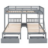 Full Over Twin & Twin Triple Bunk Bed With Drawers And Guardrails - Gray