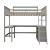 Full Size Loft Bed With Shelves With Desk - Gray