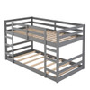 Twin Over Twin Bunk Bed With Ladder - Gray