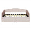 Twin Size Upholstered Daybed With Two Drawers And Slat - Beige