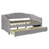 Twin Size Upholstered Daybed With Two Drawers And Slat - Gray