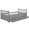 Twin Size Daybed With Trundle And Drawers - Gray