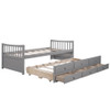 Twin Size Daybed With Trundle And Drawers - Gray